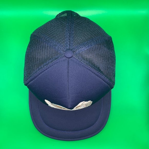 Vintage NASA Mesh Trucker Hat Navy Shuttle Astronaut Kennedy Snap-Back Cap 80s - Picture 5 of 8